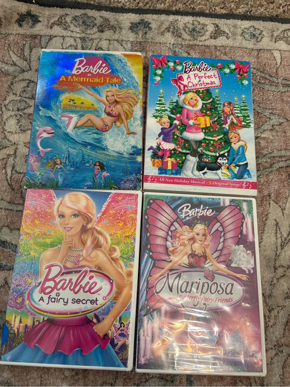 Barbie DVD Lot: A Mermaid Tale, A Perfect Christmas, A Fairy Secret, Mariposa